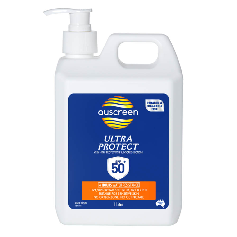 Image for AUSCREEN SUNSCREEN LOTION ULTRA PROTECT SPF50+ 1 LITRE from OFFICE NATIONAL CANNING VALE