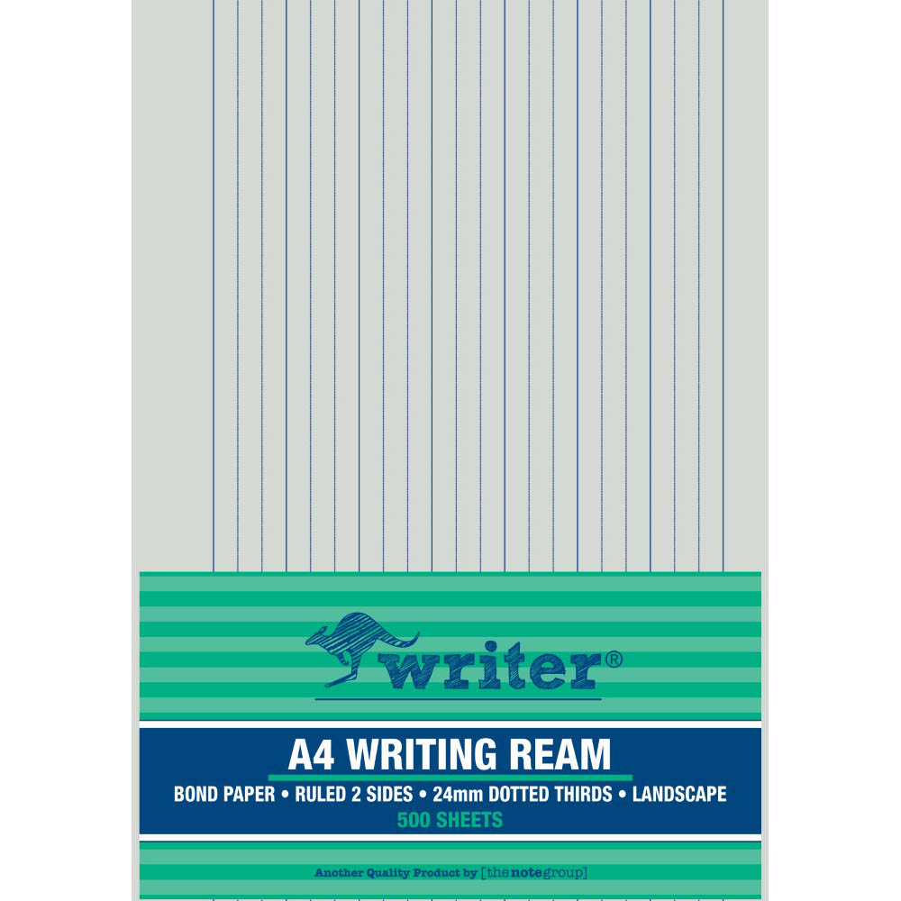 Image for WRITER WRITING PAPER 60GSM 24MM DOTTED THIRDS LANDSCAPE A4 500 SHEETS from Two Bays Office National