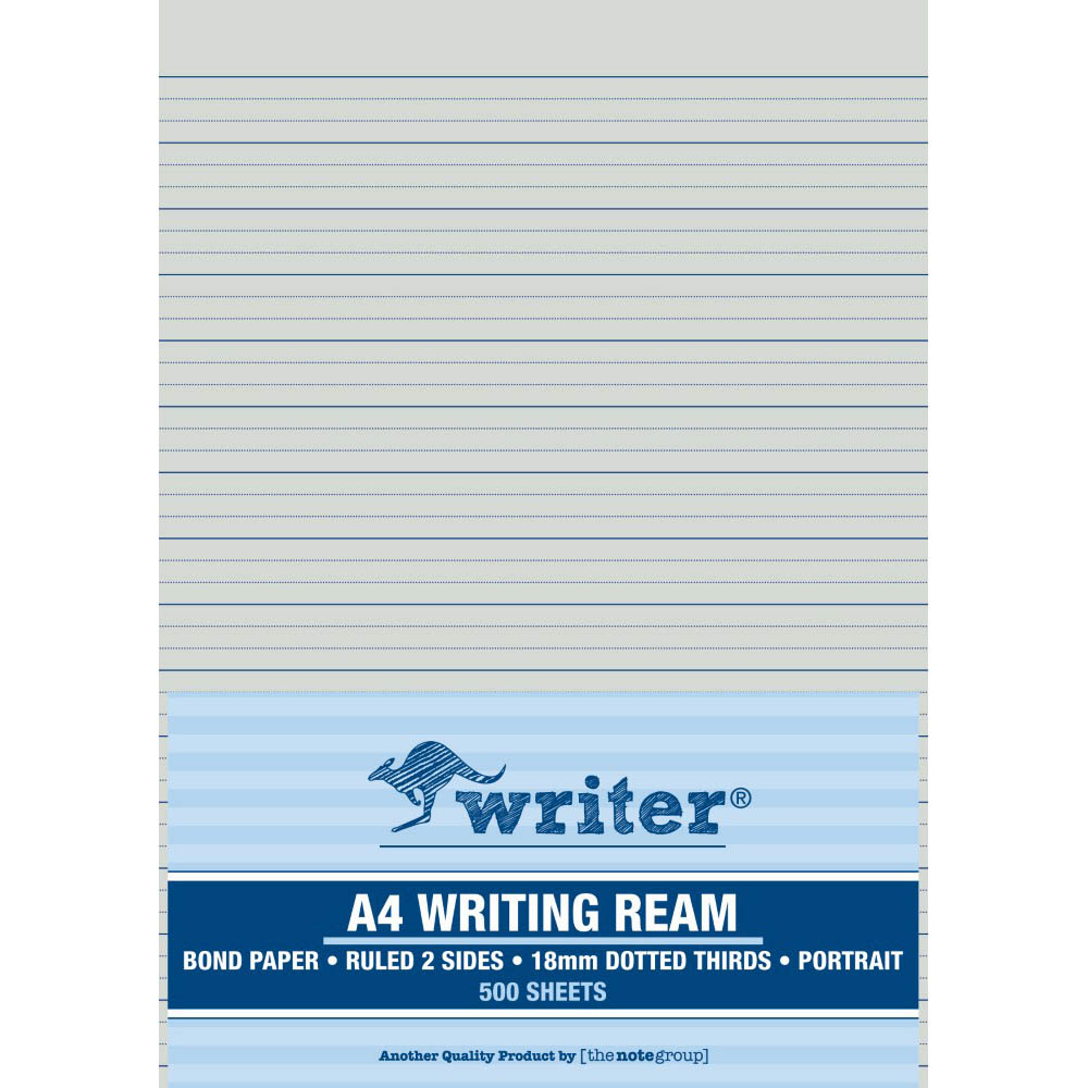 Image for WRITER WRITING PAPER 60GSM 18MM DOTTED THIRDS PORTRAIT A4 500 SHEETS from OFFICE NATIONAL CANNING VALE