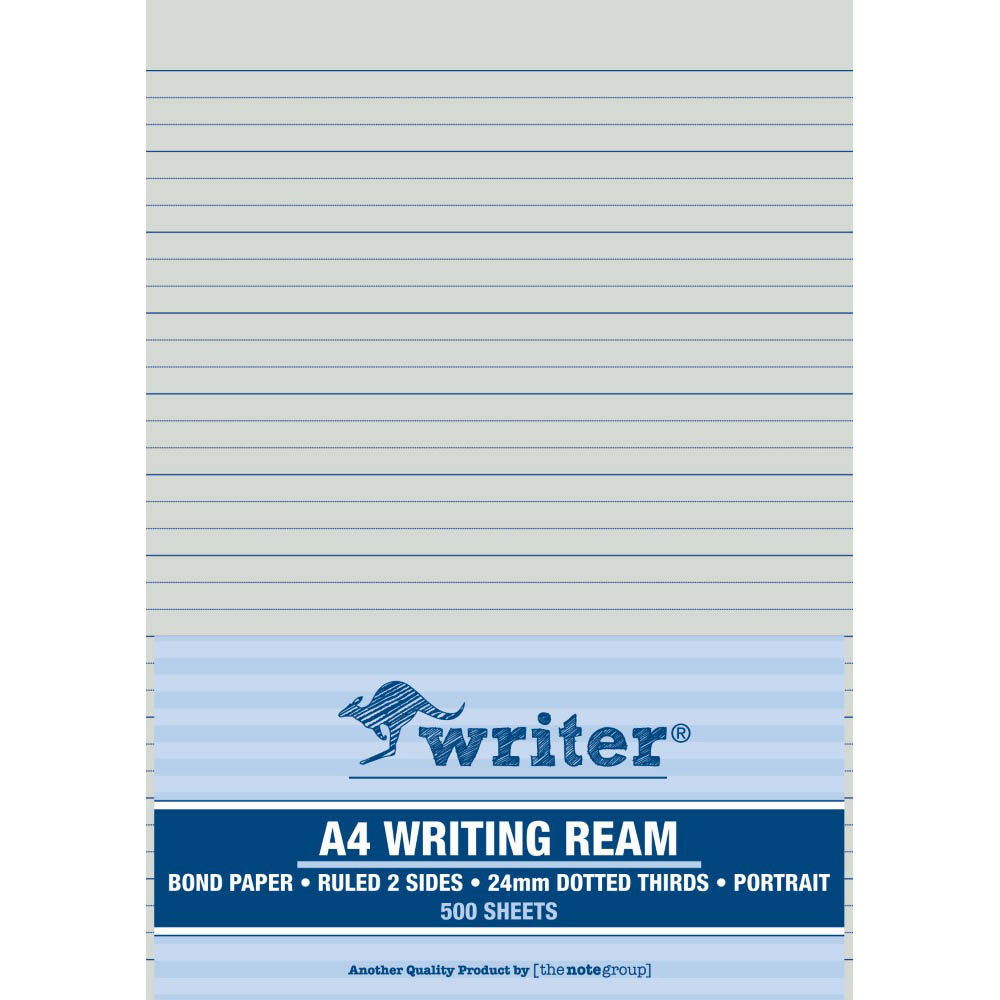 Image for WRITER WRITING PAPER 60GSM 24MM DOTTED THIRDS PORTRAIT A4 500 SHEETS from Officebarn Office National
