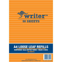 writer loose leaf refill reinforced 18mm dotted thirds 60gsm a4 50 sheet