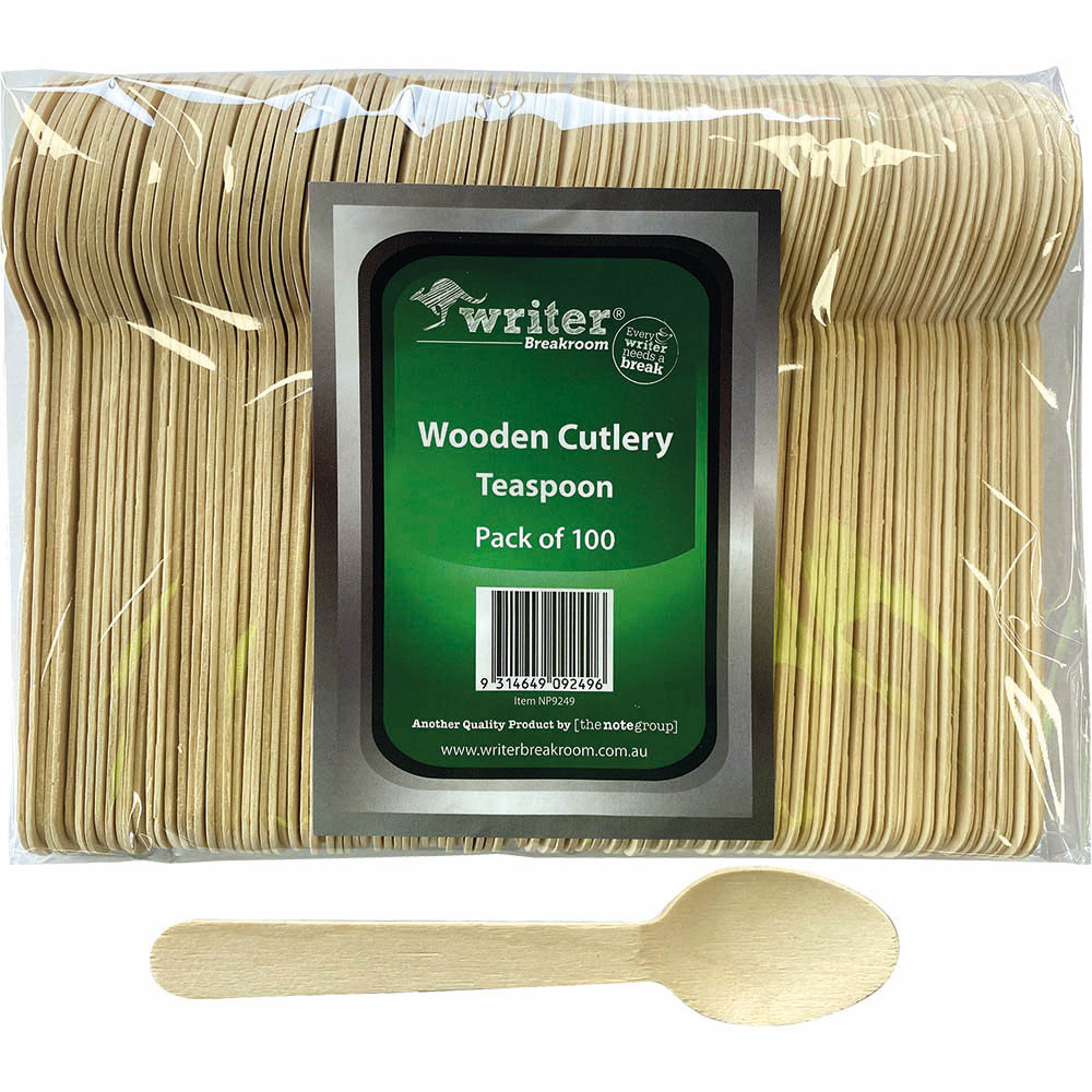 Image for WRITER BREAKROOM ECO WOODEN CUTLERY TEASPOON 140MM NATURAL PACK 100 from Aztec Office National