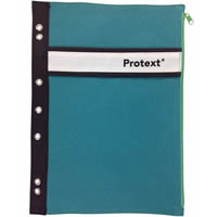 protext binder buddy nylon pencil case with zipper 7 holes 330 x 230mm aqua