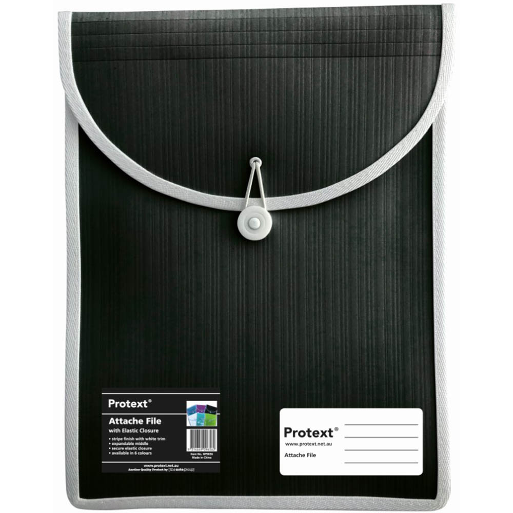 Image for PROTEXT ATTACHE FILE CASE ELASTIC CLOSURE A4 BLACK from Ezi Office Supplies Gold Coast