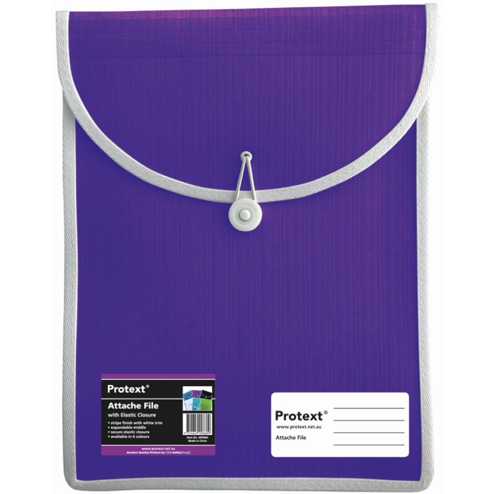 Image for PROTEXT ATTACHE FILE CASE ELASTIC CLOSURE A4 PURPLE from Ezi Office Supplies Gold Coast