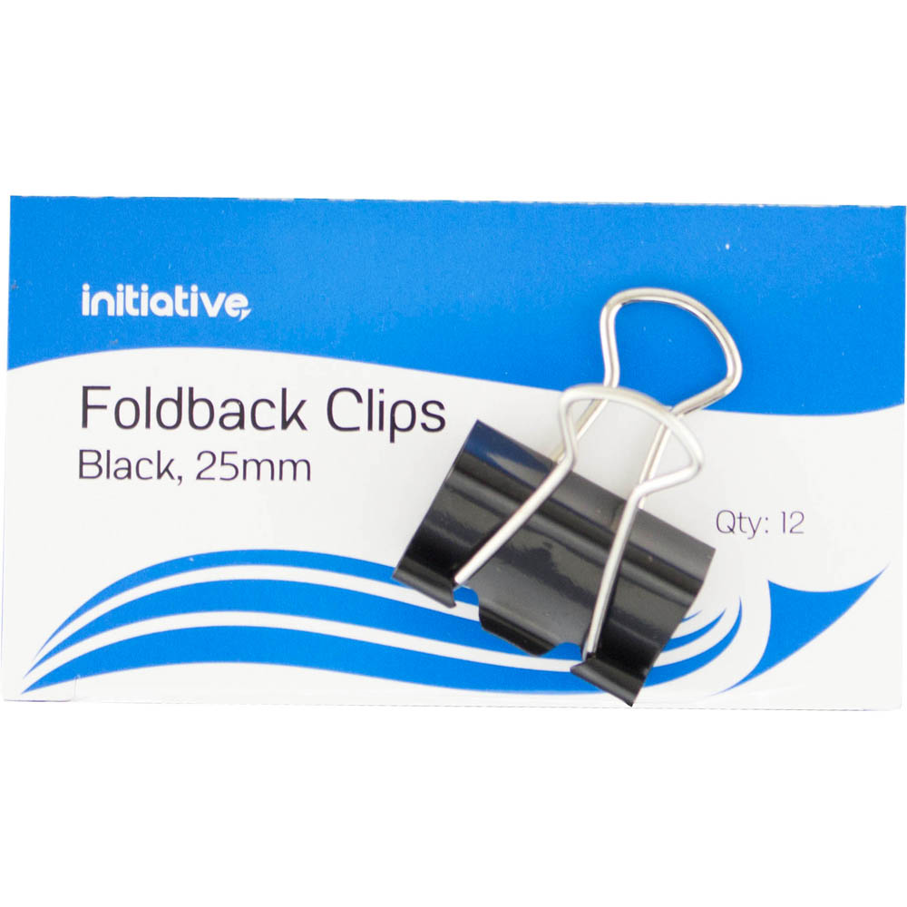 Image for INITIATIVE FOLDBACK CLIP 25MM BLACK PACK 12 from Office National Kalgoorlie