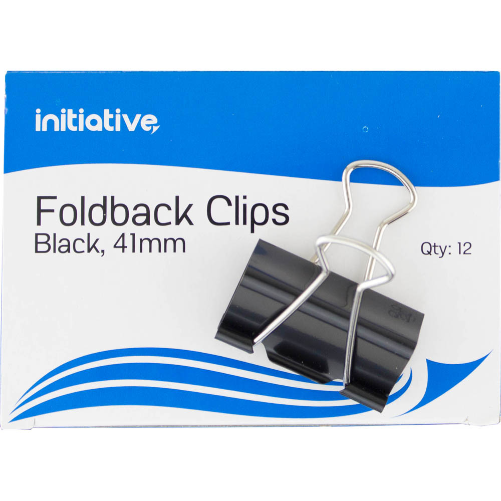 Image for INITIATIVE FOLDBACK CLIP 41MM BLACK PACK 12 from Office National