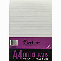 writer office pad 8mm ruled 50gsm 80 sheets a4 white
