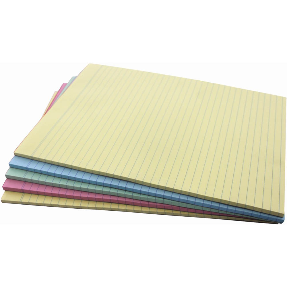 Image for WRITER PREMIUM BOND PAD RULED 2 SIDES 70GSM 50 SHEETS A4 ASSORTED PACK 5 from Pirie Office National