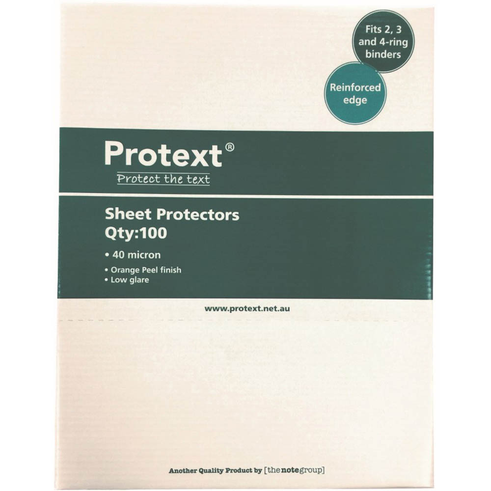Image for PROTEXT ECONOMY SHEET PROTECTORS 40 MICRON A4 CLEAR BOX 100 from Aztec Office National Melbourne