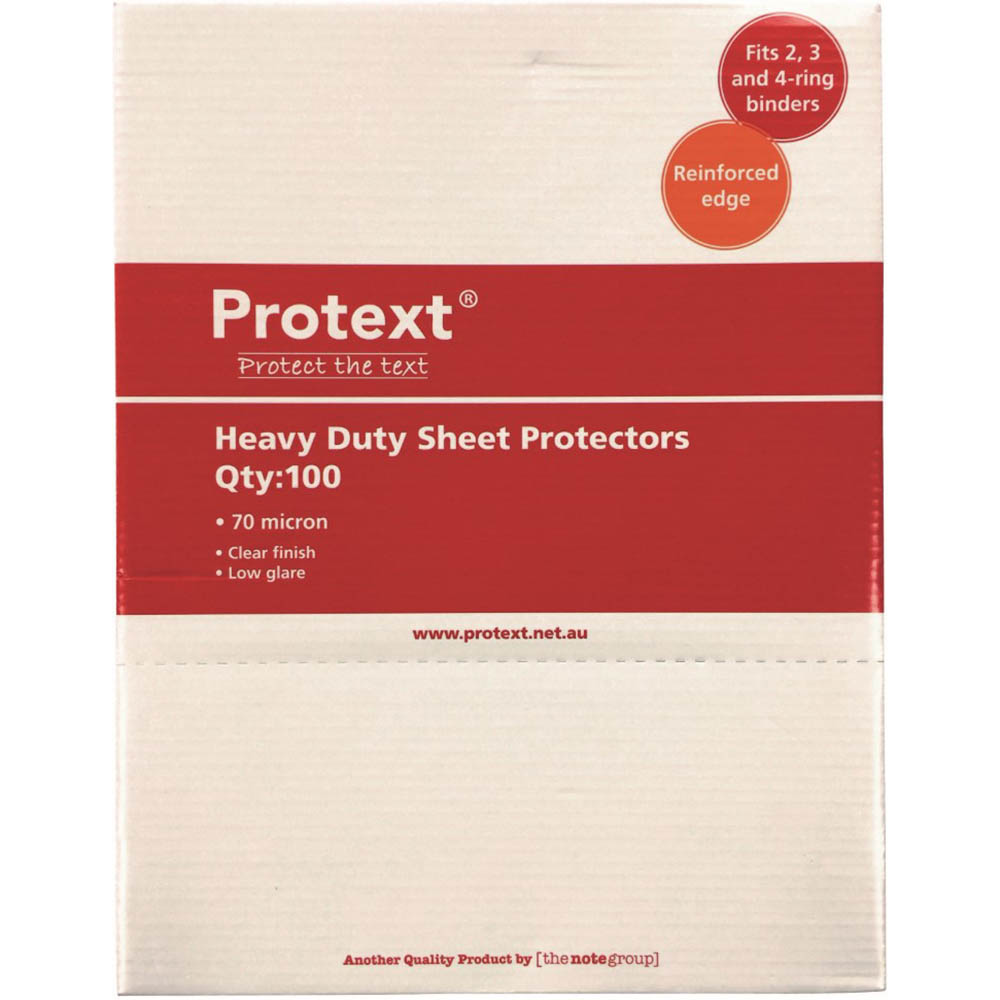 Image for PROTEXT HEAVY DUTY SHEET PROTECTORS 70 MICRON A4 CLEAR BOX 100 from Office National Perth CBD