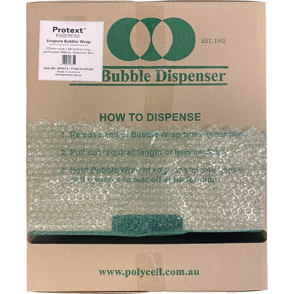 Image for POLYCELL ECOPURE GREEN BUBBLE WRAP 500MM PERFORATED 375MM X 50M DISPENSER BOX from Express Office National