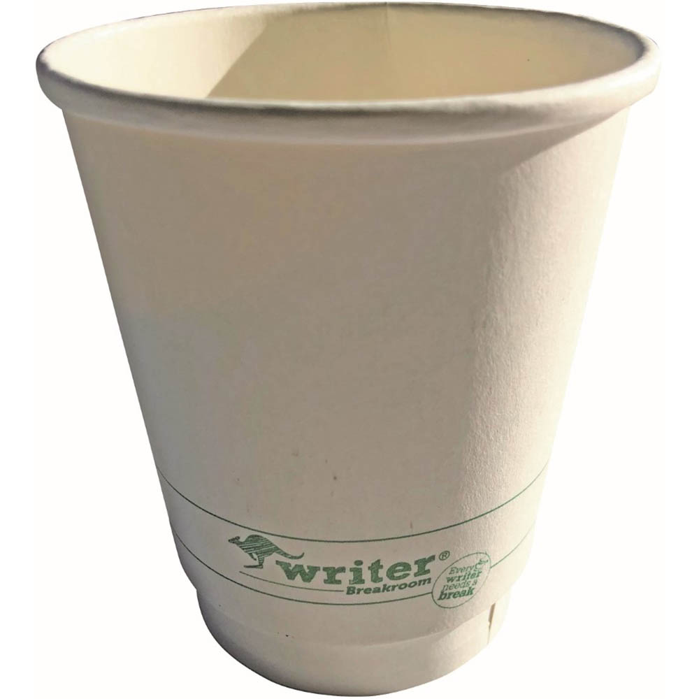 Image for WRITER BREAKROOM ECO DOUBLE WALL CUP 12OZ WHITE PACK 25 from Emerald Office Supplies Office National
