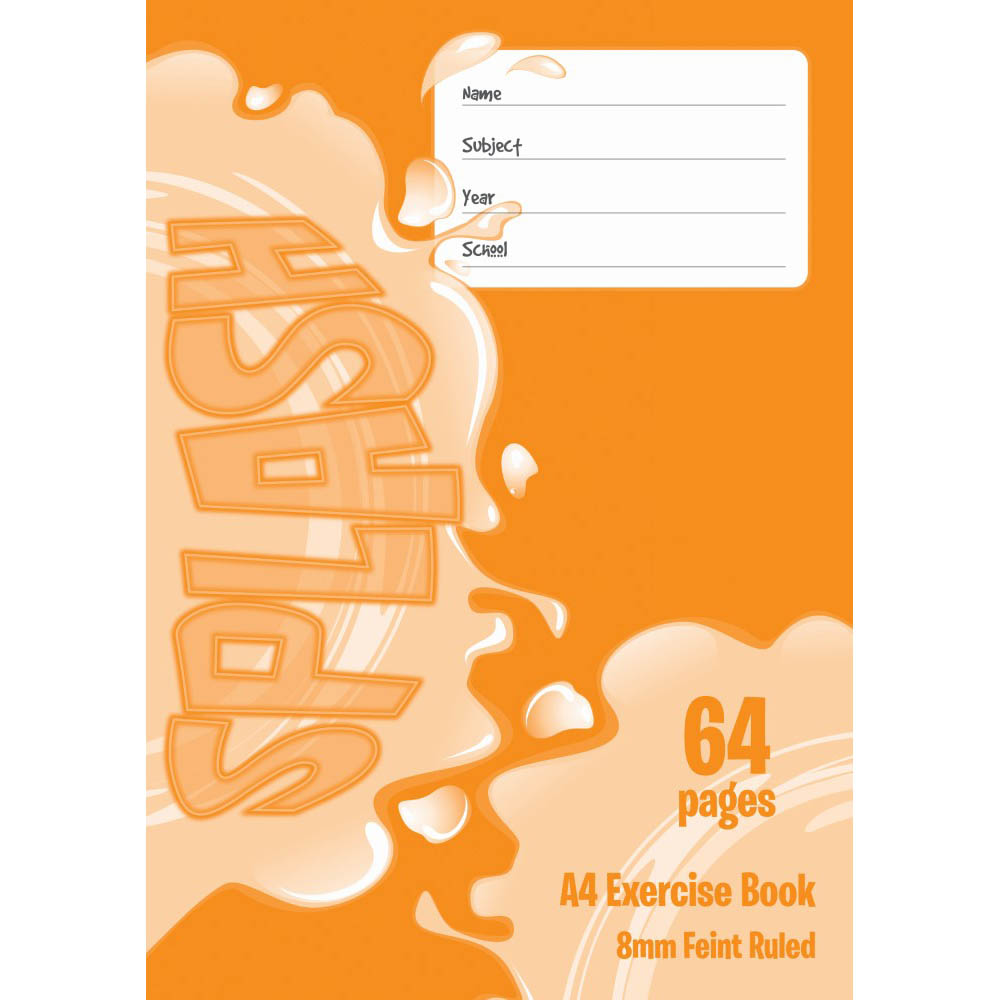 Image for SPLASH EXERCISE BOOK 8MM RULED 60GSM 64 PAGE A4 from Emerald Office Supplies Office National