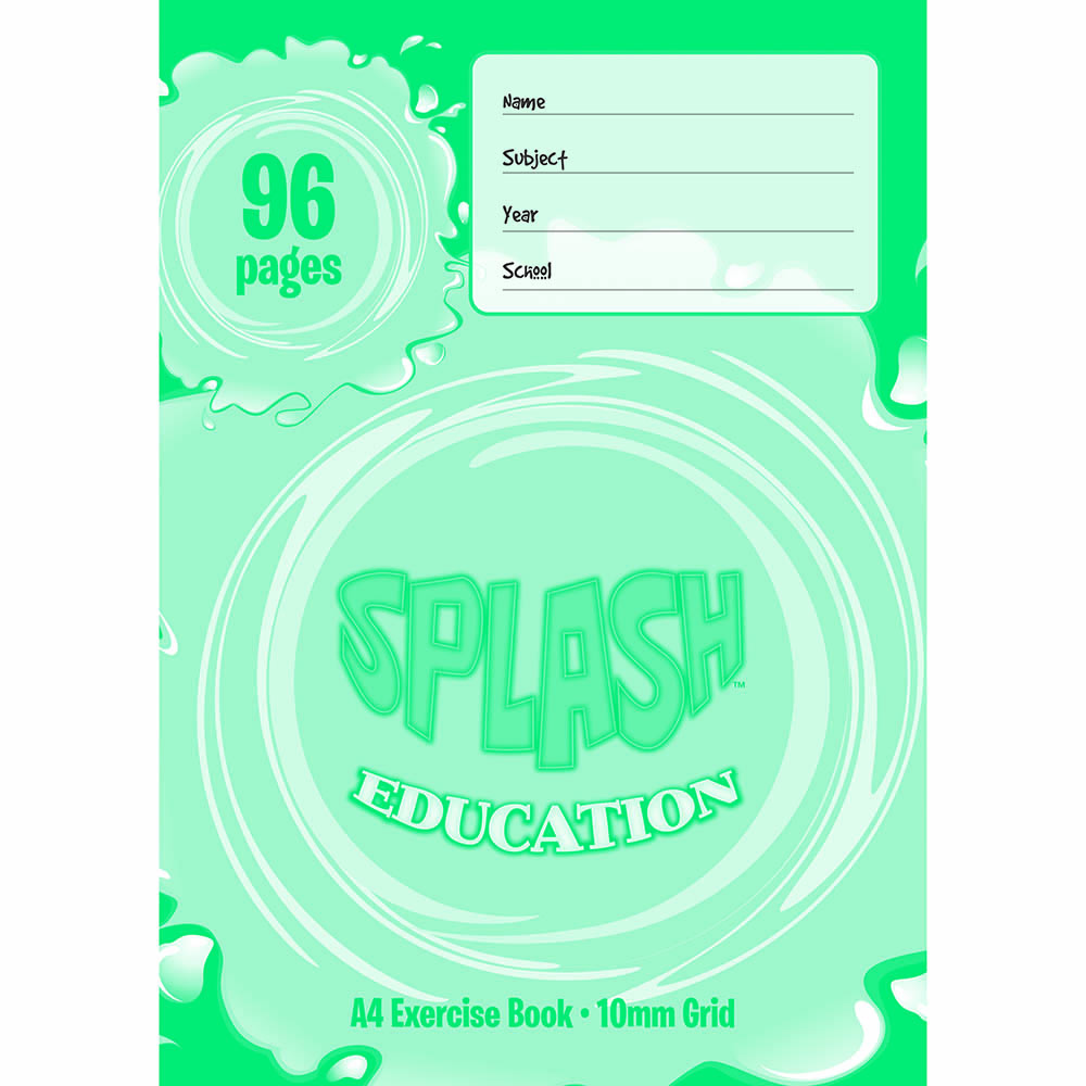 Image for SPLASH EXERCISE GRID BOOK 10MM 60GSM 96 PAGE A4 from Surry Office National