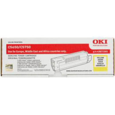 Image for OKI 43872309 C5650/C5750 TONER CARTRIDGE YELLOW from OFFICE NATIONAL CANNING VALE