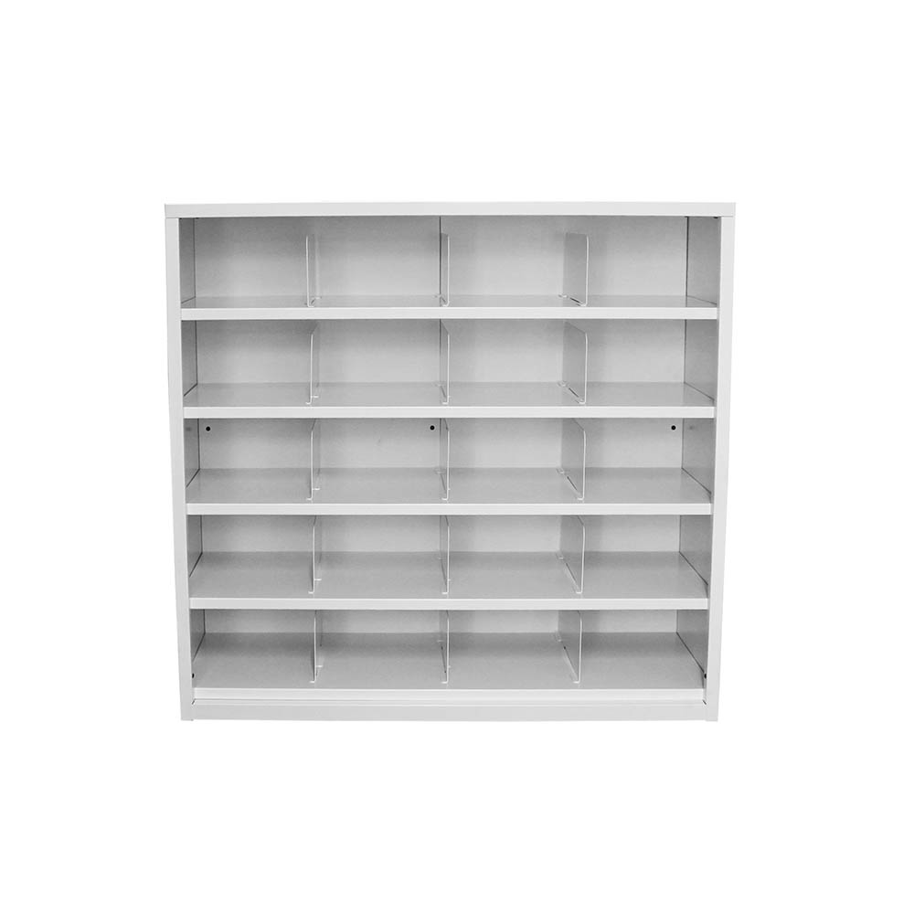 Image for STEELCO PIGEONHOLE SHELVING UNIT 20 COMPARTMENTS 940 X 1000 X 386MM WHITE SATIN from Aztec Office National