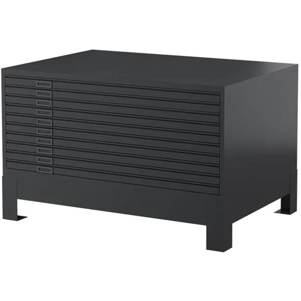 Image for STEELCO PLAN CABINET 10 DRAWER 628 X 1375 X 960MM GRAPHITE RIPPLE from Surry Office National