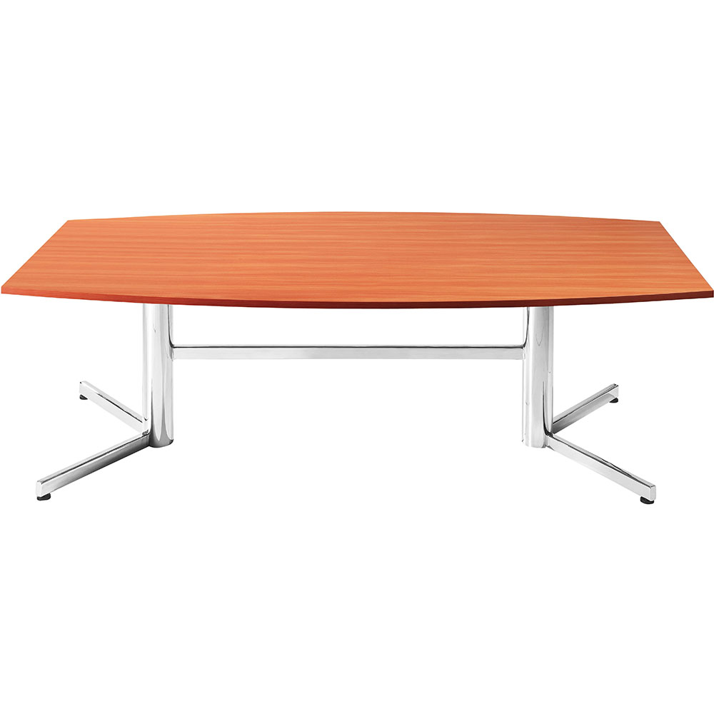 Image for OM BOARDROOM TABLE BOAT SHAPED 2400 X 1200MM CHERRY/CHROME from Emerald Office Supplies Office National