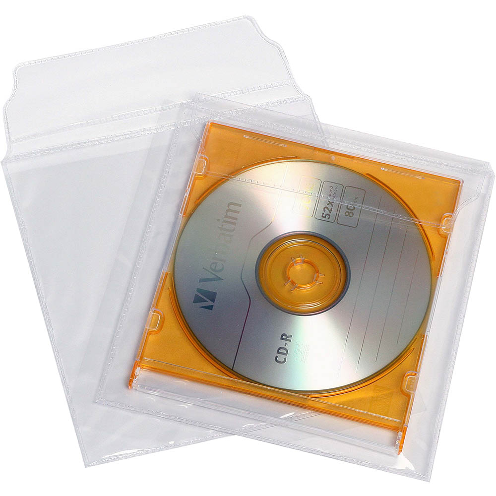 Image for CUMBERLAND CD/DVD POCKET SELF ADHESIVE WITH FLAP PVC 160 X 170MM CLEAR PACK 5 from Two Bays Office National