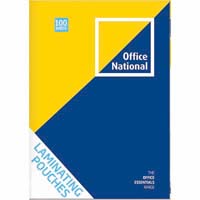 office national laminating pouch 100 micron a4 clear pack 100