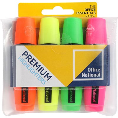 Image for OFFICE NATIONAL BUSINESS HIGHLIGHTER CHISEL WALLET 4 from PaperChase Office National
