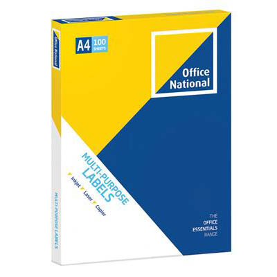 Image for OFFICE NATIONAL PREMIUM MULTIPURPOSE LABELS 2UP 199.6 X 143.5MM PACK 100 from Ezi Office Supplies Gold Coast Office National
