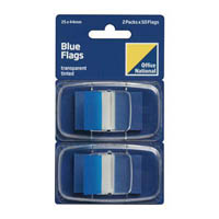 office national transparent tinted flag 25 x 44mm blue pack 2