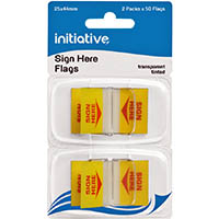 initiative transparent sign here flags 25 x 44mm yellow pack 2