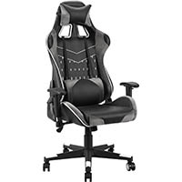 roma gaming chair high back arms pu black/grey velvet