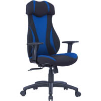 monza gaming chair high back arms blue/black