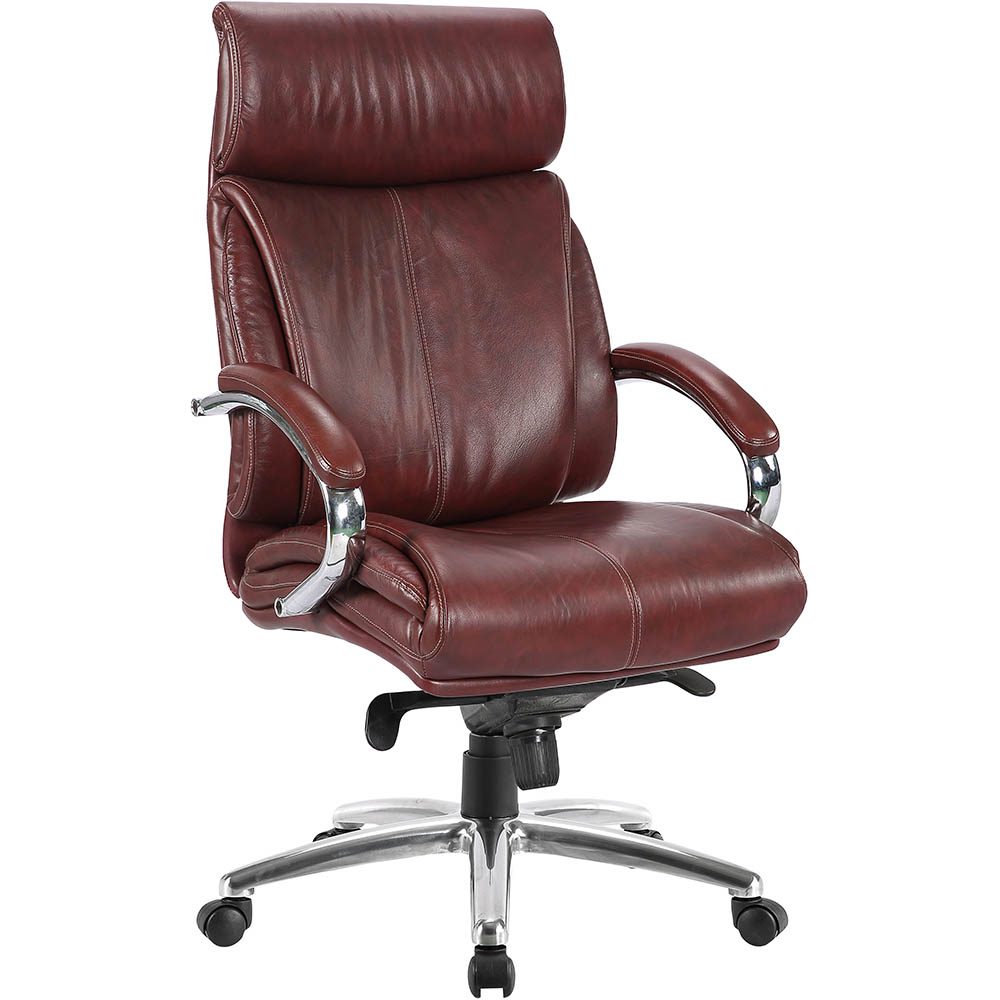 Image for RENOIR EXECUTIVE CHAIR HIGH BACK ARMS BURGANDY LEATHER from Coleman's Office National