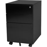 steelco trimline mobile pedestal 3-drawer lockable 390 x 500 x 615mm black satin