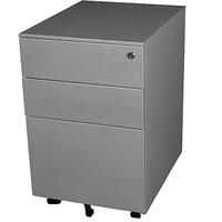 steelco trimline mobile pedestal 3-drawer lockable 390 x 500 x 615mm silver grey