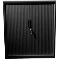 steelco tambour door cabinet 2 shelves 1015h x 1200w x 463d mm black satin