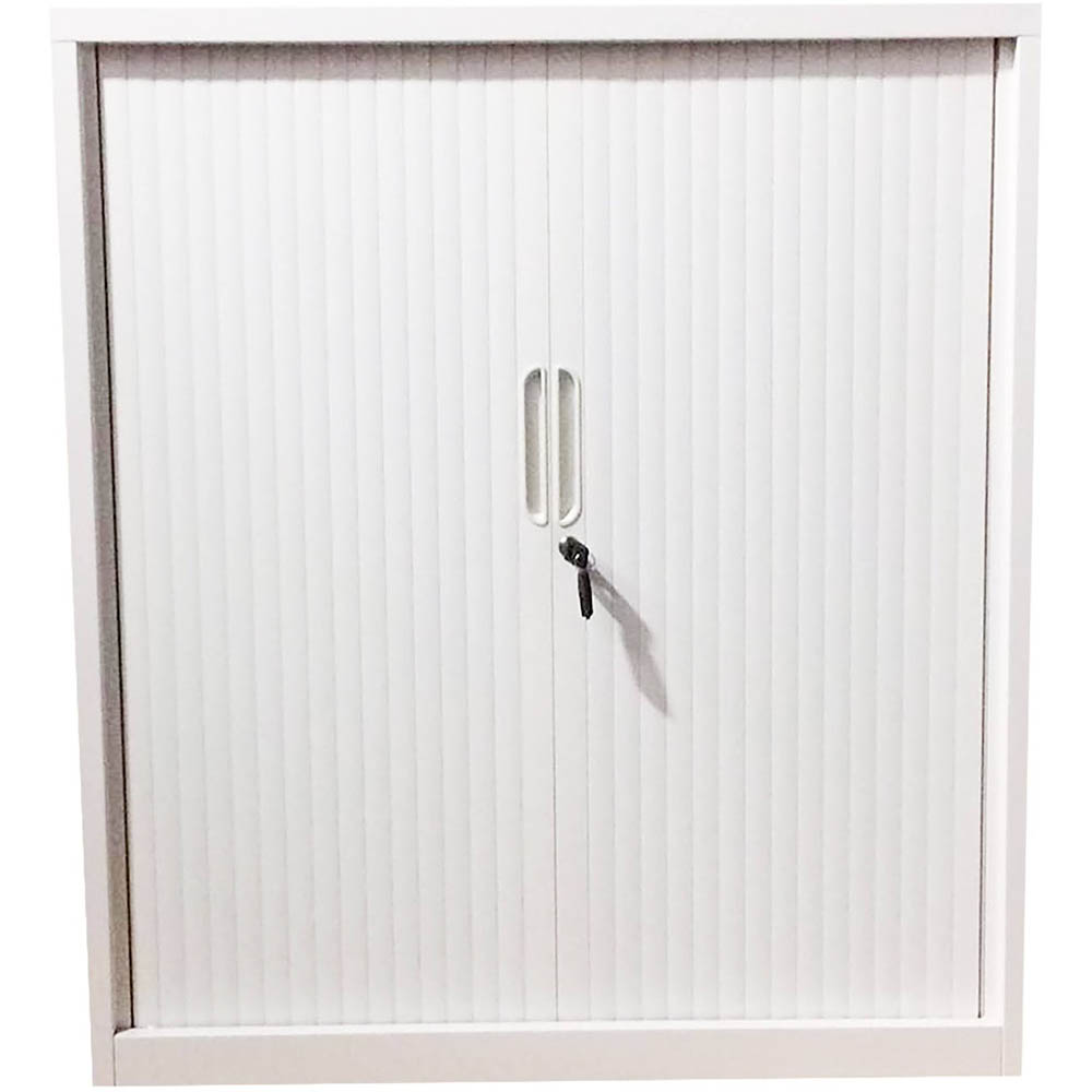 Image for STEELCO TAMBOUR DOOR CABINET 2 SHELVES 1015H X 900W X 463D MM WHITE SATIN from SBA Office National - Darwin