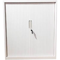 steelco tambour door cabinet 2 shelves 1015h x 900w x 463d mm white satin