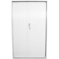 steelco tambour door cabinet 3 shelves 1200h x 1200w x 463d mm white satin