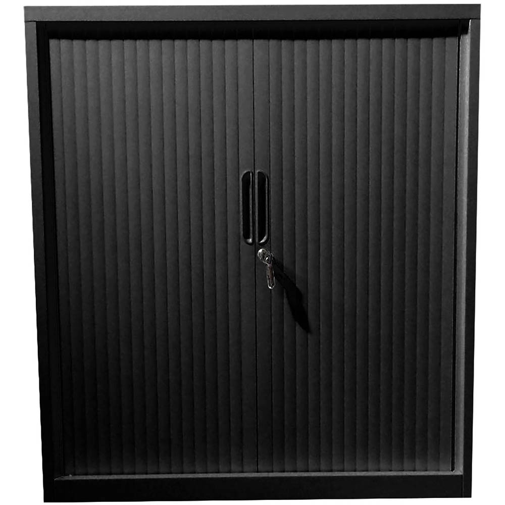 Image for STEELCO TAMBOUR DOOR CABINET 3 SHELVES 1200H X 900W X 463D MM BLACK SATIN from Ezi Office National Tweed