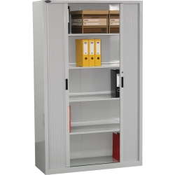Image for STEELCO TAMBOUR DOOR CABINET 3 SHELVES 1320H X 1200W X 463D MM SILVER GREY from Complete Stationery Office National (Devonport & Burnie)