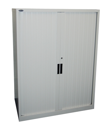 Image for STEELCO TAMBOUR DOOR CABINET 3 SHELVES 1320H X 900W X 463D MM WHITE SATIN from Office National Barossa