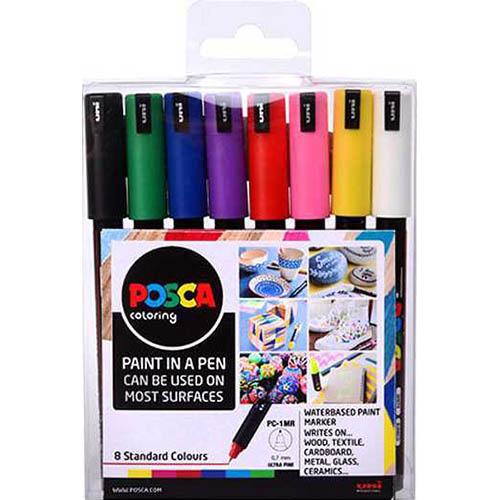 Image for POSCA PC-1MR PAINT MARKER BULLET ULTRA FINE 0.7MM ASSORTED COLOURS PACK 8 from Aztec Office National Melbourne