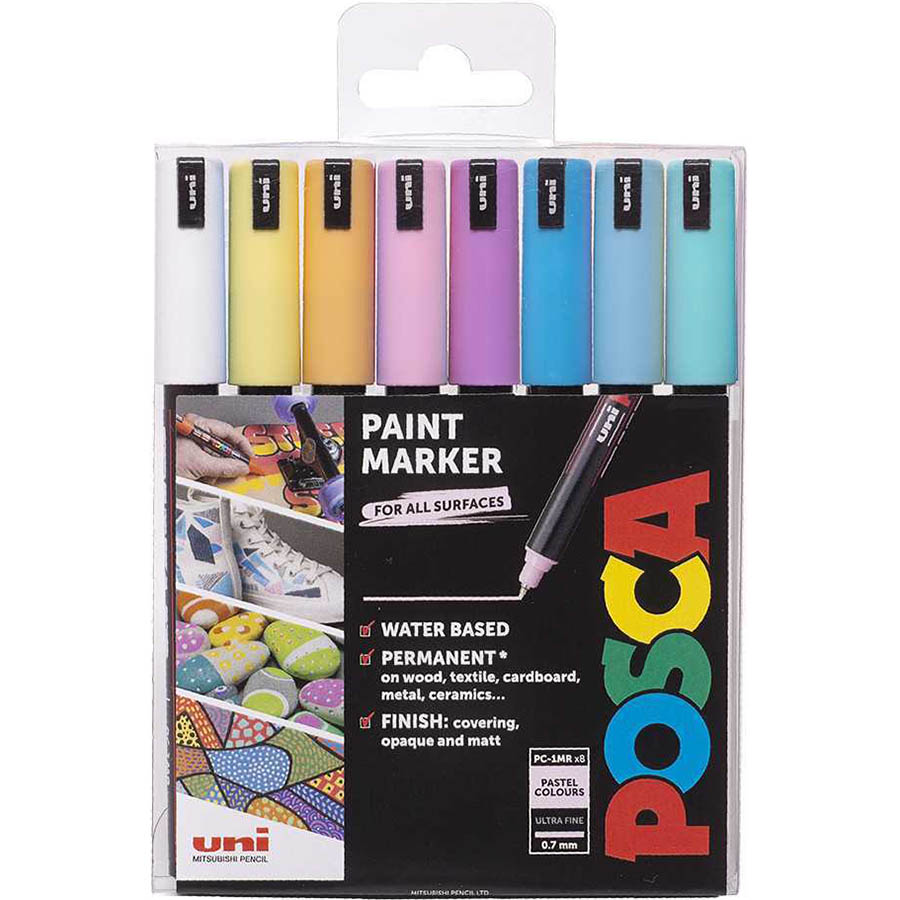 Image for POSCA PC-1MR PAINT MARKER BULLET ULTRA FINE 0.7MM ASSORTED PASTEL COLOURS PACK 8 from Emerald Office Supplies Office National