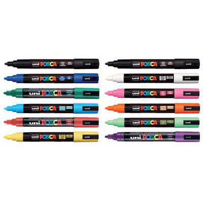 Image for POSCA PC-5M PAINT MARKER BULLET MEDIUM 2.5MM ASSORTED BOX 12 from Pirie Office National