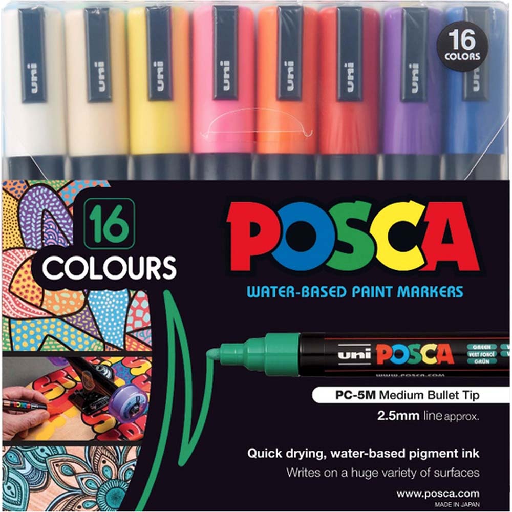 Image for POSCA PC-5M PAINT MARKER BULLET MEDIUM 2.5MM ASSORTED BOX 16 from Our Town & Country Office National