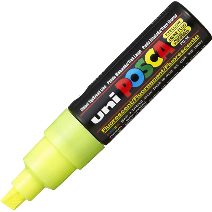 Image for POSCA PC-8K PAINT MARKER CHISEL BROAD 8MM FLORESCENT YELLOW from Aztec Office National Melbourne
