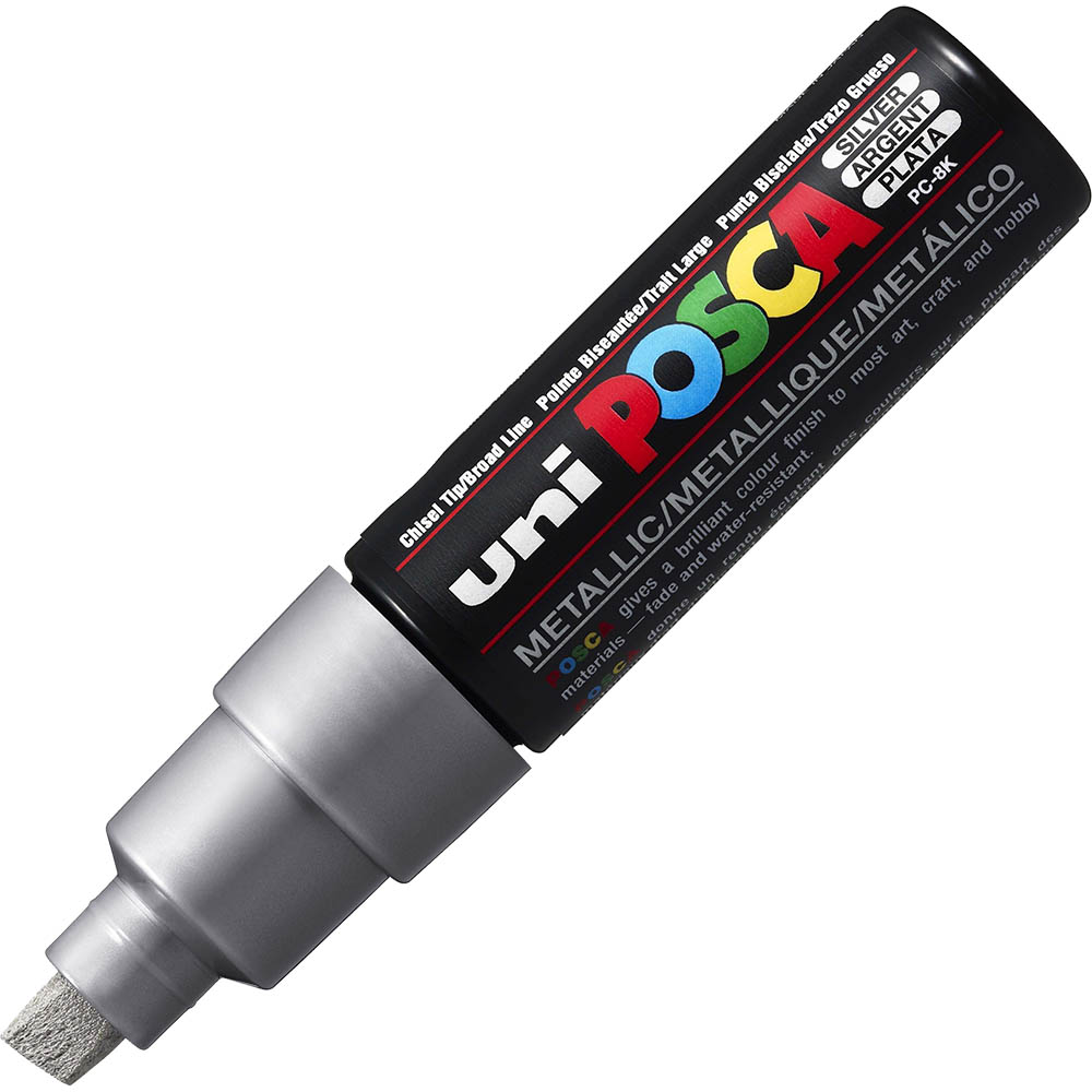 Image for POSCA PC-8K PAINT MARKER CHISEL BROAD 8MM SILVER from Aztec Office National Melbourne