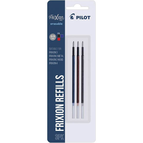 Image for PILOT BLS-FR5 FRIXION ERASABLE ROLLERBALL GEL REFILL FINE 0.5MM ASSORTED PACK 3 from Pirie Office National