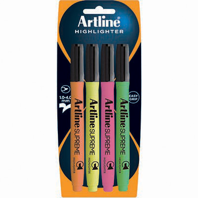 Image for ARTLINE SUPREME ANTIMICROBIAL HIGHLIGHTER CHISEL ASSORTED PACK 4 from PaperChase Office National
