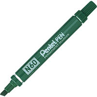pentel n60 permanent marker chisel 5.5mm green box 12